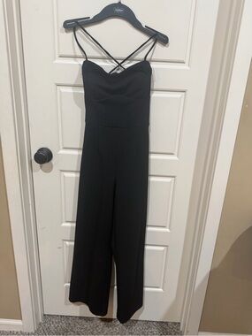 Speechless Black Crisscross Strap Wide-Leg Jumpsuit